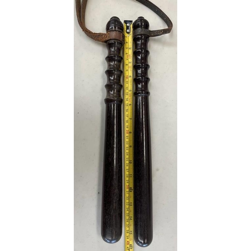 1505 - 2 POLICE CONSTABLES TRUNCHEONS 39CM LONG -2-