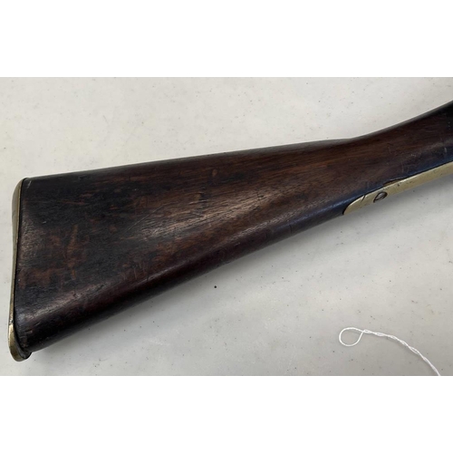 1010 - 1842 PATTERN BRITISH LOVELLS MUSKET WITH 100CM LONG BARREL WITH VARIOUS MARKINGS, CROWNED WR AND TOW... 