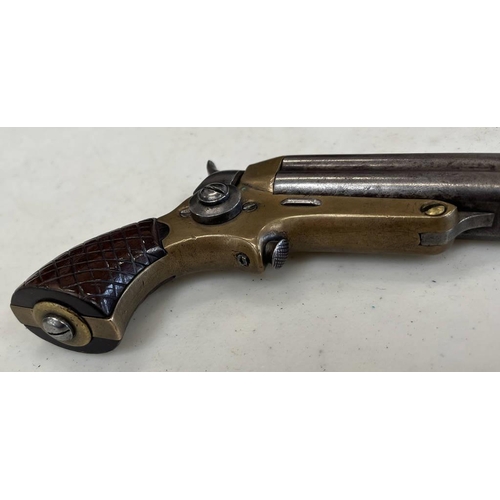 1275 - DERRINGER PISTOL MARKED SHARPS PATS MAY TO  1864, BARREL AND FRAME BOTH STAMPED 5 CROSS HATCHED GRIP... 