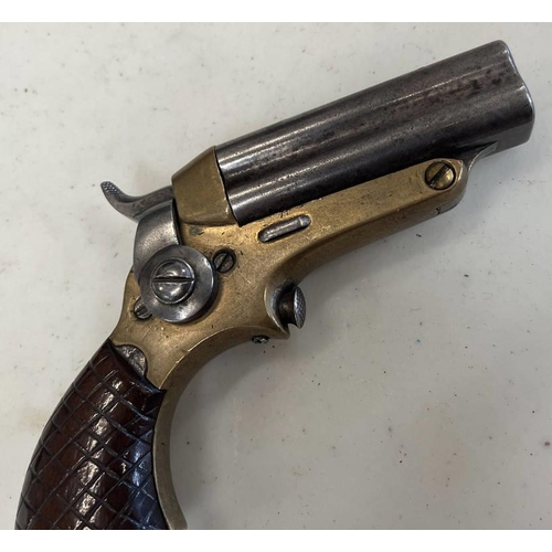 1275 - DERRINGER PISTOL MARKED SHARPS PATS MAY TO  1864, BARREL AND FRAME BOTH STAMPED 5 CROSS HATCHED GRIP... 