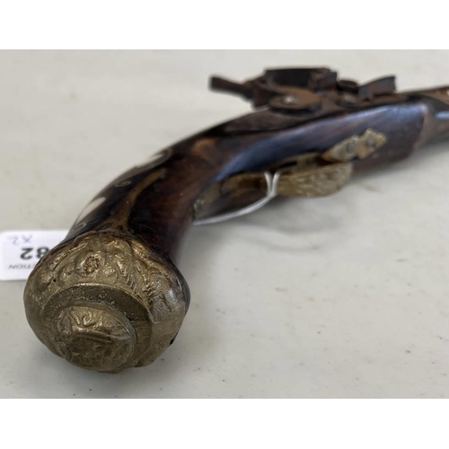 1582 - TWO DECORATIVE FLINTLOCK PISTOLS 45 CM LONG