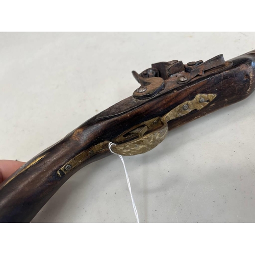 1582 - TWO DECORATIVE FLINTLOCK PISTOLS 45 CM LONG