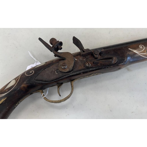 1582 - TWO DECORATIVE FLINTLOCK PISTOLS 45 CM LONG