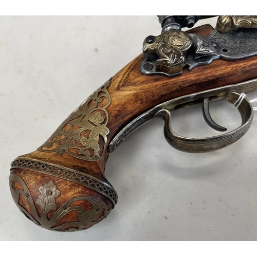 1582 - TWO DECORATIVE FLINTLOCK PISTOLS 45 CM LONG