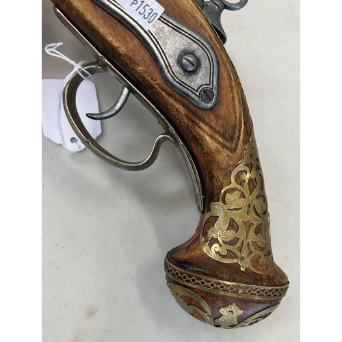 1582 - TWO DECORATIVE FLINTLOCK PISTOLS 45 CM LONG