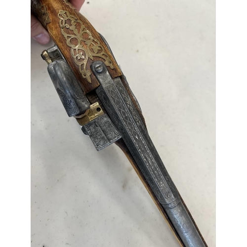 1582 - TWO DECORATIVE FLINTLOCK PISTOLS 45 CM LONG