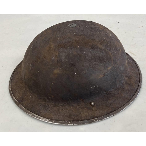 1626 - BRITISH WW2 1930'S BRODIE HELMET WITH LINER & CHIN STRAP, SHELL STAMPED WITH DATE (193?)