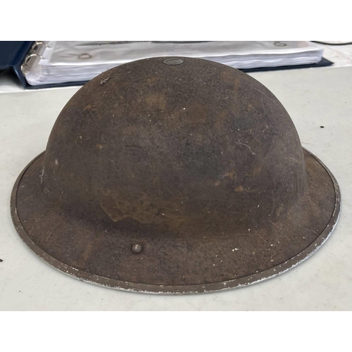 1626 - BRITISH WW2 1930'S BRODIE HELMET WITH LINER & CHIN STRAP, SHELL STAMPED WITH DATE (193?)