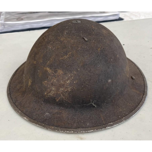 1626 - BRITISH WW2 1930'S BRODIE HELMET WITH LINER & CHIN STRAP, SHELL STAMPED WITH DATE (193?)