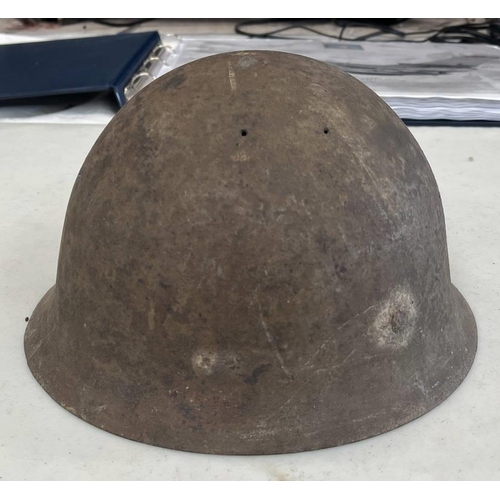 1628 - WW2 ERA JAPANESE TYPE 90 HELMET MARKED WITH AN S TO INTERIOR