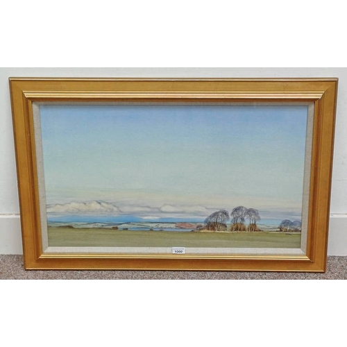 1000 - JAMES MORRISON - (ARR), 'OVERLOOKING MONTROSE' SIGNED, LABEL TO REVERSE GILT FRAMED PAINTING ON BOAR... 