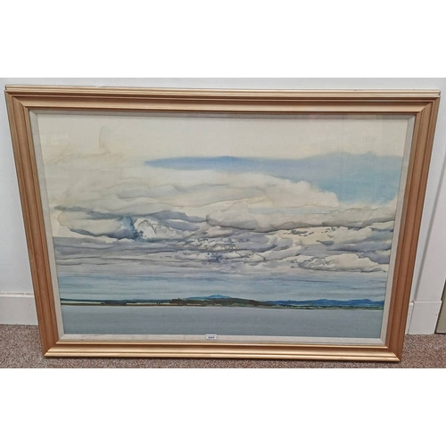 1002 - JAMES MORRISON - (ARR), ANGUS LANDSCAPE SIGNED, LABEL TO REVERSE GILT FRAMED PAINTING ON BOARD 76 CM... 