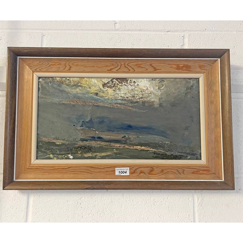 1004 - LIL NEILSON - (ARR),  WILD SEA LABEL TO REVERSE FRAMED OIL ON BOARD 23 X 46 CM