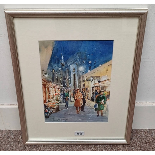 1005 - HARRY F MCGREGOR - (ARR), 'EVENING SORRENTO' SIGNED LABEL TO REVERSE FRAMED WATERCOLOUR 34 CM X 24 C... 