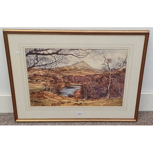 1013 - LESLIE P STUART 'EASTER NEAR FLOWERDALE' SIGNED FRAMED WATERCOLOUR 36CM X 53 CM