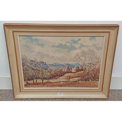 1019 - ROBERT THOMSON 'IN THE TROSSACHS' SIGNED FRAMED OIL ON BOARD 41CM X 55 CM