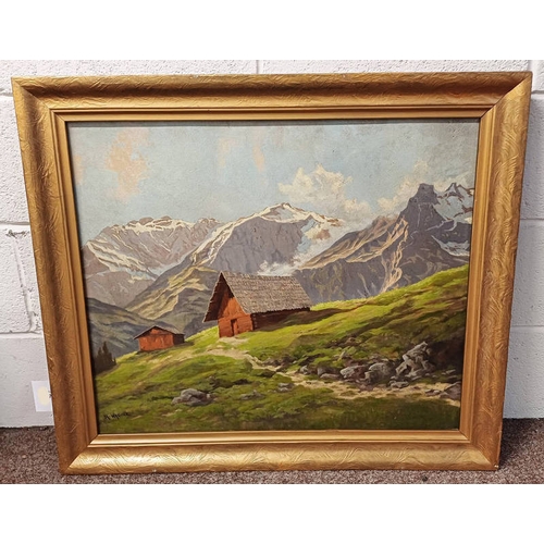 1041 - WAGNER SPRING IN THE ALPS SIGNED OIL ON BOARD 58 X 69 CM