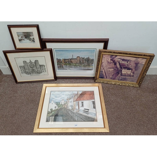 1052 - HELEN MUTCH, SCOTTISH STREET SCENE, SIGNED, GILT FRAMED WATERCOLOUR, GORDON S LAIRD, DUNDEE ROYAL IN... 