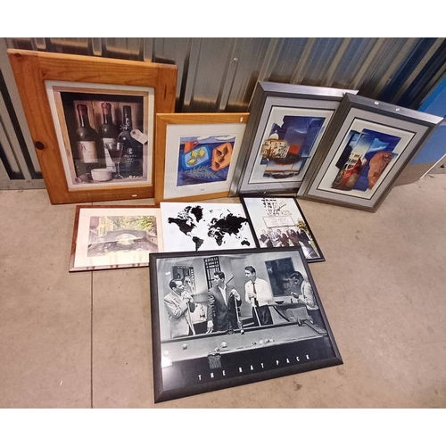 1076 - SELECTION OF PRINTS, THE RAT PACK FRAMED POSTERS, LOUISE WAUGH, 'THE BLUE TABLE', SIGNED IN PENCIL, ... 