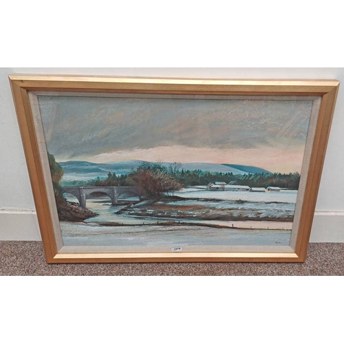 1078 - ERIC AULD - (ARR), 'WINTER EVENING- POTARCH' SIGNED FRAMED OIL PAINTING 52CM X 78 CM