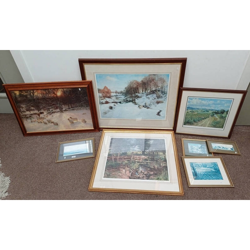 1107 - SELECTION OF MCINTOSH PATRICK, JAMES MORRISON AND JOSEPH FARQUHARSON PRINTS, LARGEST : 52 CM X 73 CM