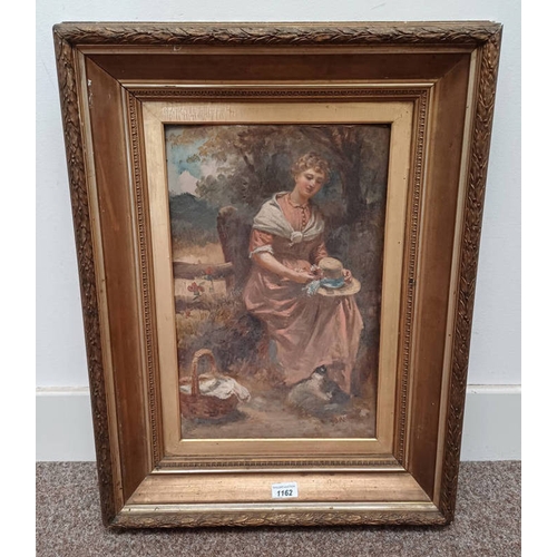 1162 - JOHN D MICHIE 'A SUMMERS DAY' SIGNED GILT FRAMED OIL ON BOARD 45 CM X 29 CM