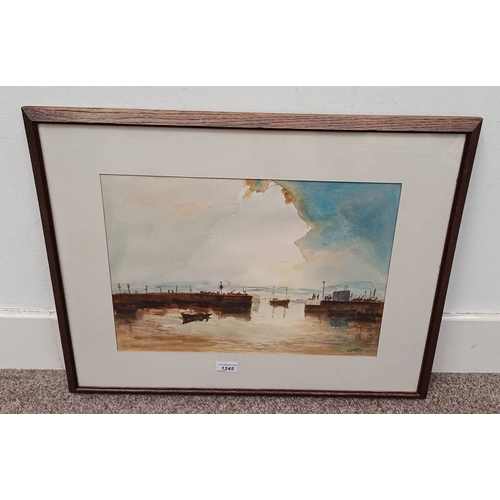 1245 - ROBERT CARGILL 'ARBROATH HARBOUR' SIGNED FRAMED WATERCOLOUR 34 CM X 46 CM