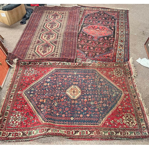 1272 - THREE MIDDLE EASTERN RUGS OF DIFFERING DESIGNS, 175 X 105 CM ETC.