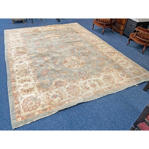 1274 - LARGE FLORAL DECORATED CARPET.  375 CM X 275 CMS