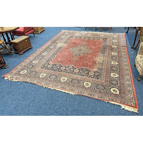 1276 - RED GROUND MIDDLE EASTERN CARPET WITH ALL OVER DESIGN, 278 CM X 358 CM