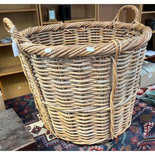 1292 - LARGE DOUBLE HANDLED WICKER BASKET 48CM TALL