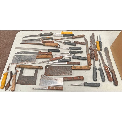 1331B - SELECTION OF BUTCHERS KNIVES, CLEAVERS ETC. MAKERS INCLUDE SCHILIFF, VICTORNOX ETC.