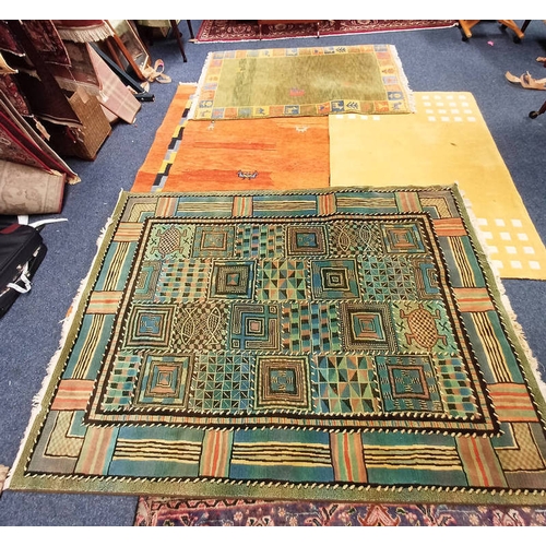 1472 - 4 MODERN RUGS, ONE WITH SQUARE AND TRIBAL DECORATION, LARGEST : 236 CM X 170 CM