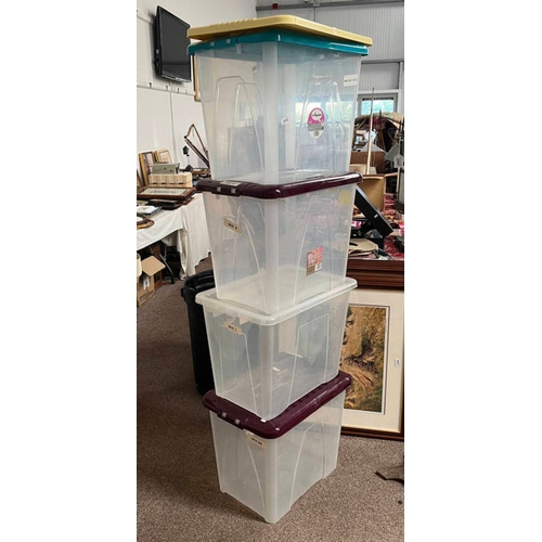 1475 - 4 PLASTIC STORAGE BOXES WITH LIDS