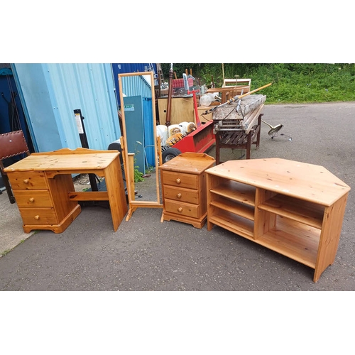 18 - PINE DRESSING TABLE WITH 3 DRAWERS, PINE 3 DRAWER BEDSIDE CHEST, ETC - 4 PIECES