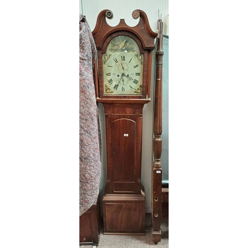 203 - 19TH CENTURY MAHOGANY LONGCASE CLOCK WITH REEDED PILLARS PAINTED DIAL & SIGNED GEO-SMITH FORRES