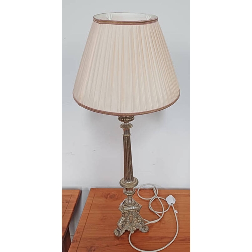 216 - SILVER PLATED METAL TABLE LAMP