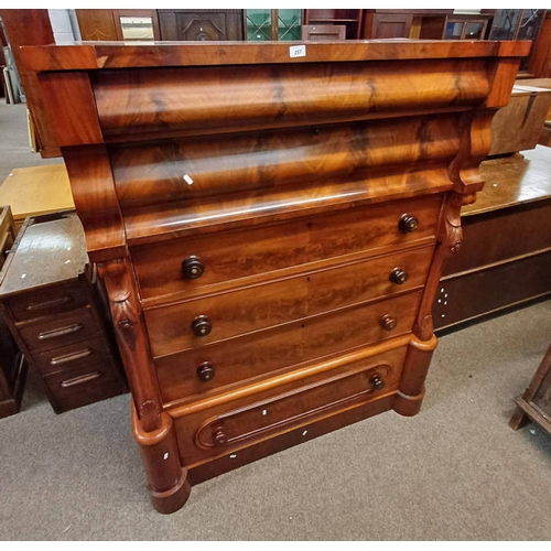 257 - 19TH CENTURY MAHOGANY OGEE CHEST WITH SINGLE LONG DEEP DRAWER OVER 3 LONG DRAWERS & SHALLOW DRAWER A... 