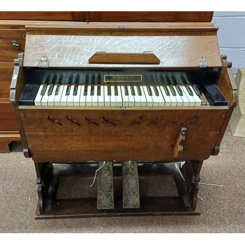 284 - OAK CASED TRAVEL ORGAN BY METZTER & CO LTD, 42 GREAT MARLBOROUGH ST, LONDON