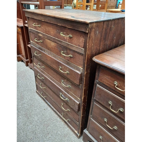 29 - RUSTIC PINE CHEST OF 7 DRAWER.  105 CM TALL X 85 CM WIDE