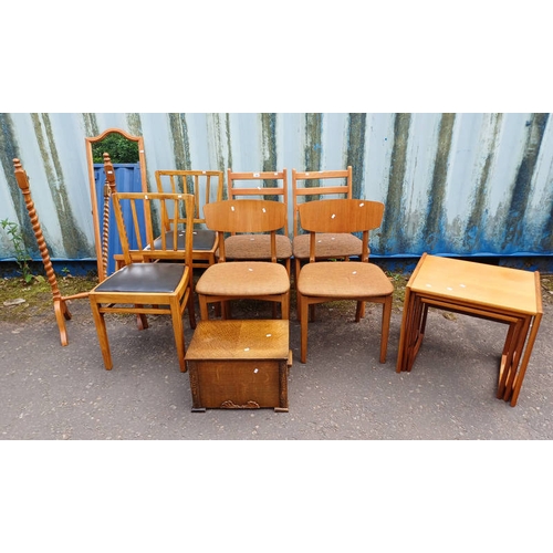 306 - G PLAN NEST OF 3 TABLES, PAIR OF TEAK DINING CHAIRS WITH 2 OTHER PAIRS, ETC - 9 PIECES