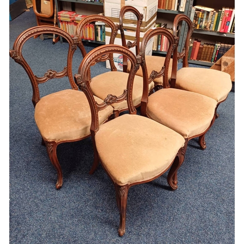 31 - 6 EARLY 19TH CENTURY MAHOGANY DRAWING ROOM CHAIRS WITH DECORATIVE CARVED BACKS ON SHAPED SUPPORTS