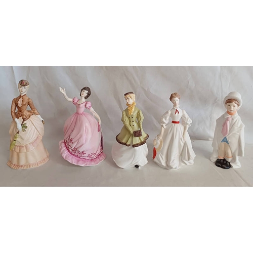 3153 - ROYAL WORCESTER FIGURES TO INCLUDE FLIRTATION, WINTER WALTZ, SUNDAY MORNING ETC - 5 PIECES