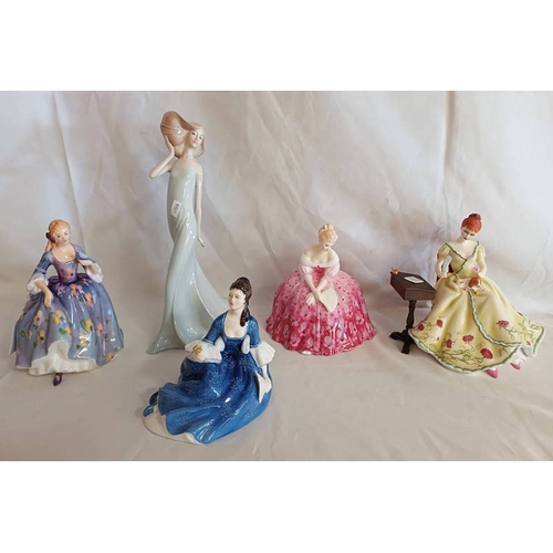 3155 - 5 ROYAL DOULTON FIGURES TO INCLUDE THE GENTLE ARTS HN3049, VICTORIA HN2471, NICOLA HN2839, ETC