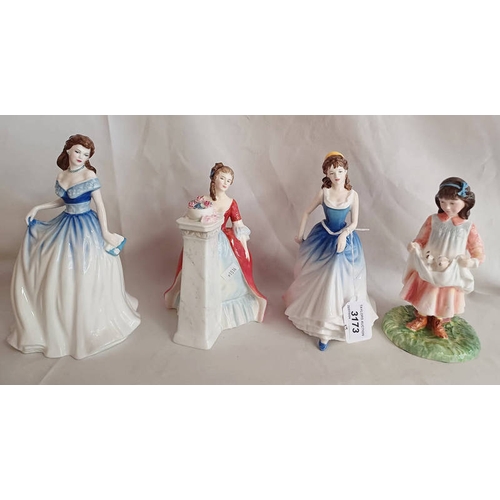 3173 - 4 ROYAL DOULTON FIGURES TO INCLUDE RENDEVOUS HN2212, FIRST OUTING HN3377, MICHELLE HN4158, & CHARLOT... 