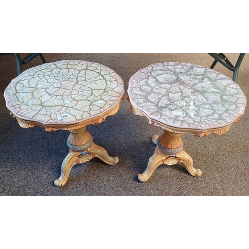 3256 - 2 PORCELAIN TABLES BY SORENZON, ITALY. HEIGHT 51 CMS