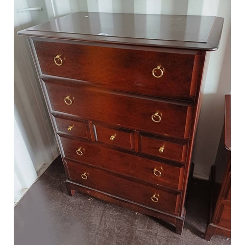 326 - STAG CHEST WITH 7 DRAWERS , 3 SHORT AND FOUR LONG, HEIGHT 112 CMS X WIDTH 83 CMS