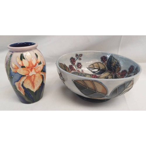 3270 - MOORCROFT PORCELAIN VASE & BOWL 16 CMS DIAMETER