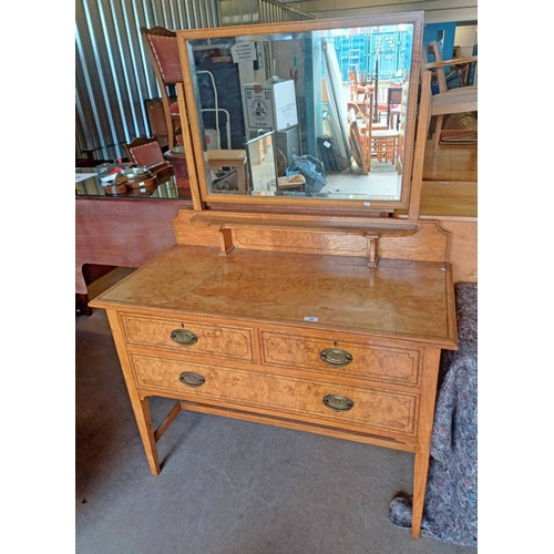 34 - LATE 19TH CENTURY INLAID DRESSING CHEST WITH SWING MIRROR OVER 2 SHORT OVER SINGLE LONG DRAWER