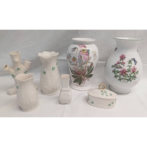 3413 - WORCESTER VASE, BOTANIC GARDEN VASE, 5 PIECES BELLEEK PORCELAIN